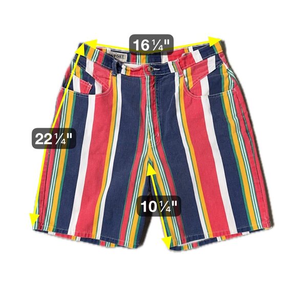 Vintage Striped Shorts Size 16 Denim 1990s Carriage Court Sport Fresh Prince - Picture 8 of 8
